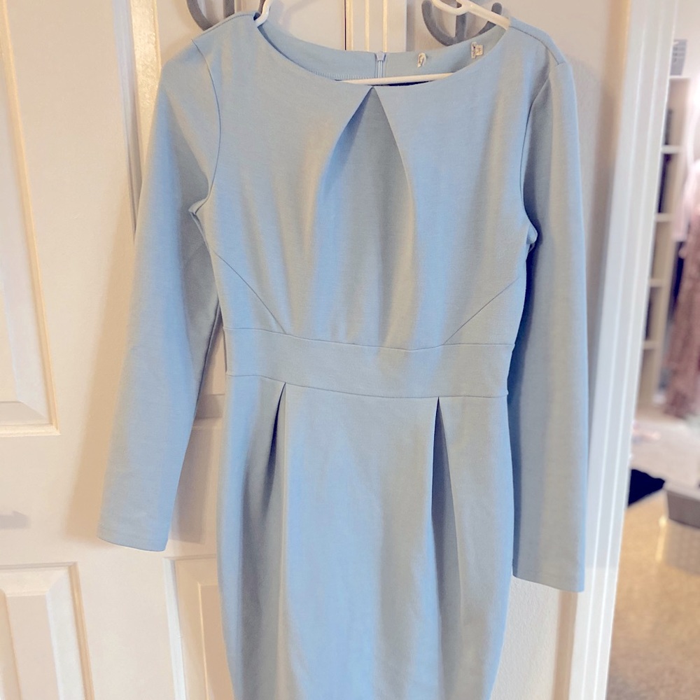 Light Blue Long Sleeve Bodycon Dress